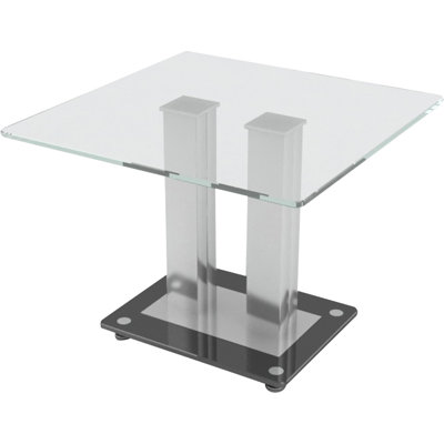 Meada Glass Top Pedestal End Table