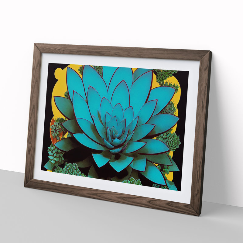 Splendid Succulent Plant - Framed Print, 46cm H x 64cm W x 2cm D, Walnut