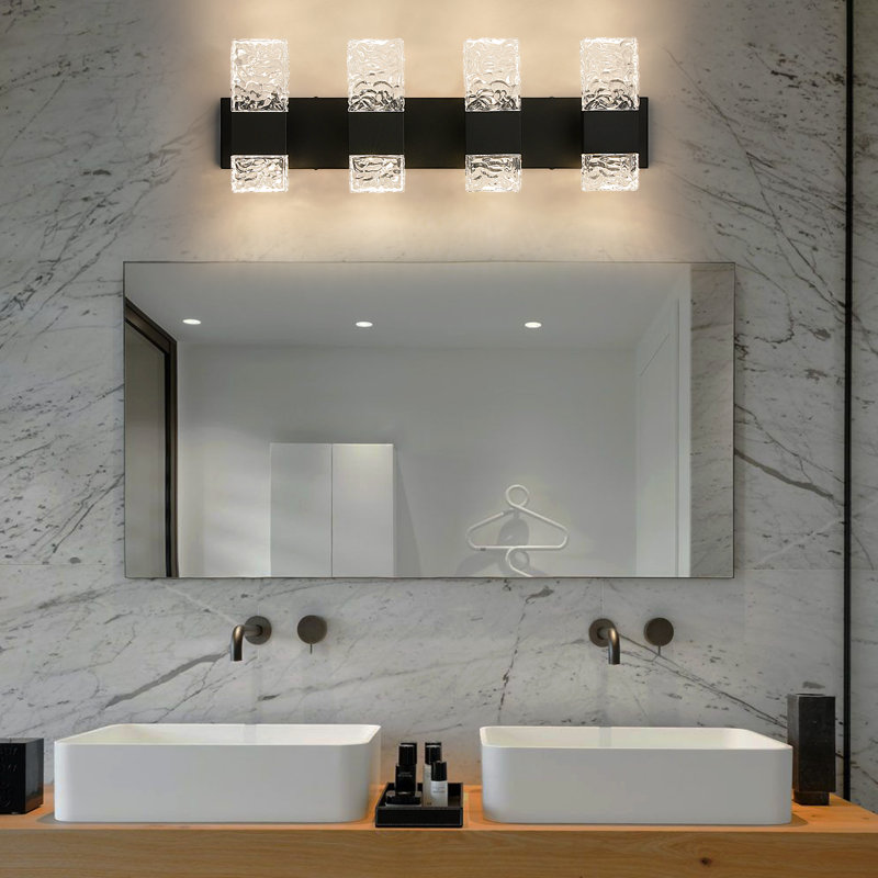 Luminaire de meuble-lavabo Luxcien, 4 lumières, Noir mat