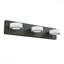 Luminaire de meuble-lavabo 21 po - 3 lumières DEL en métal noir, abat-jour rond en acrylique blanc, fixation murale-2049348046