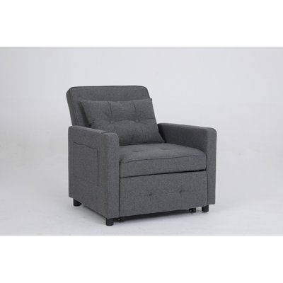 Sleeper Chair 3-In-1 Convertible Chair Bed Pull Out Sleeper Chair Beds Adjustable Single Armchair Sofa Bed With USB Ports, Side Pocket