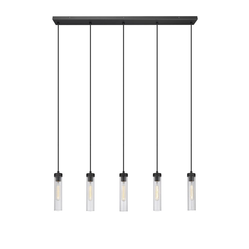 Mortola 5 - Light Dimmable Square / Rectangle Chandelier, Matte Black