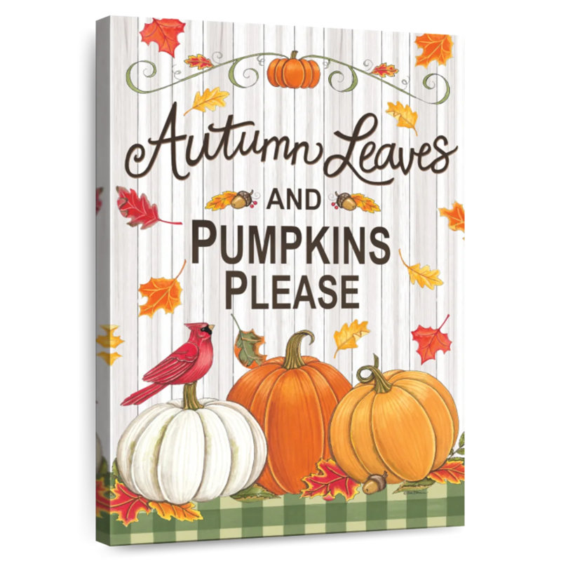 Yarlin Rustic Autumn Leaves And Pumpkins Please, 24" H x 16" W