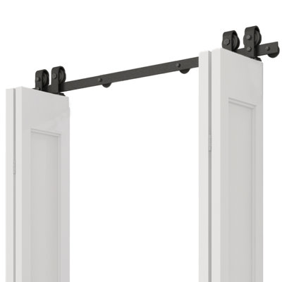 Black Steel Double Door Barn Door Hardware Kit Standard Double