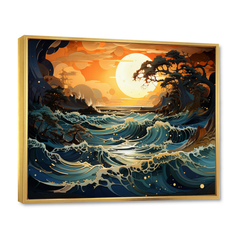 «Coastal Shimmering Tides Pink II», reproduction sur toile encadrée, H 16 po x l 32 po x P 1 po, Cadre flottant doré