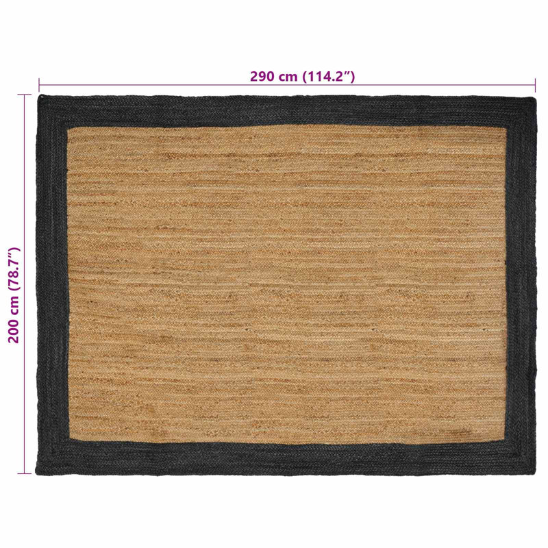Rectangle Hand Braided Area Rug, Natural/Dark Grey, Rectangle 200cm x 290cm