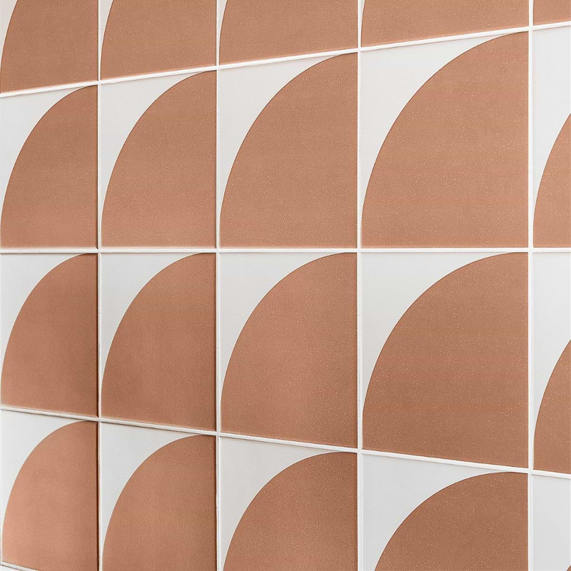 Stacy Garcia Maddox Deco 8x8 Matte Porcelain Tile, Terracotta Orange
