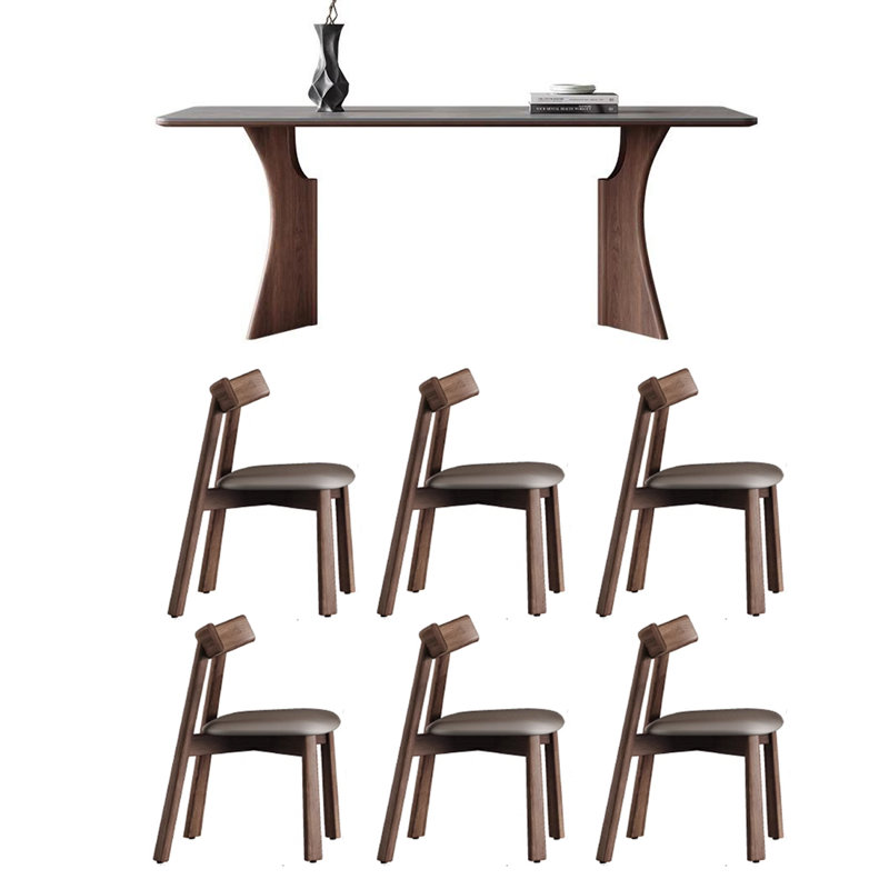 Stable Matte Slate Dining Table Sets., 29.53"H x 62.99"L x 31.5"W