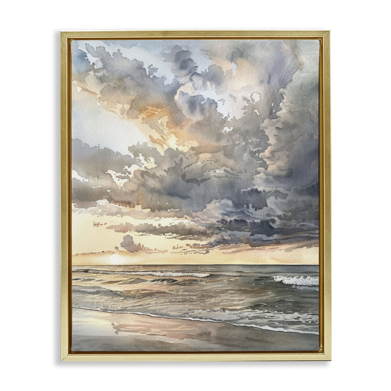  «Moody Sea Cloudy View Floater», art mural sur toile par Petal Prints Design, H 31 po x l 25 po