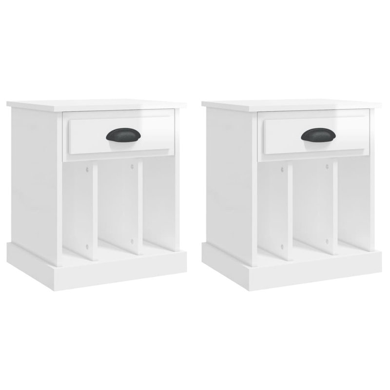 Pilot 1 Drawer Bedside Table, High Gloss White, Set of 2