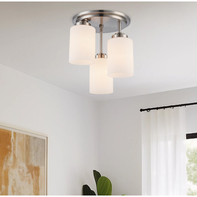 Plafonnier encastré 3 lumières Mod Pod, Nickel brossé