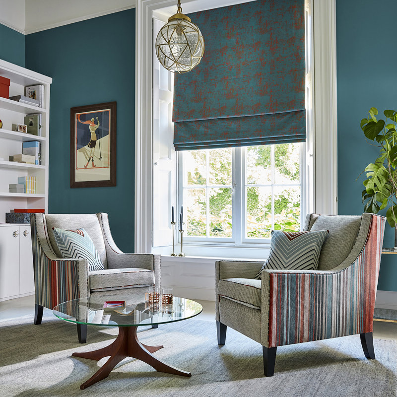 Spectro Stripe Fabric, Teal/Sedonia/Rust