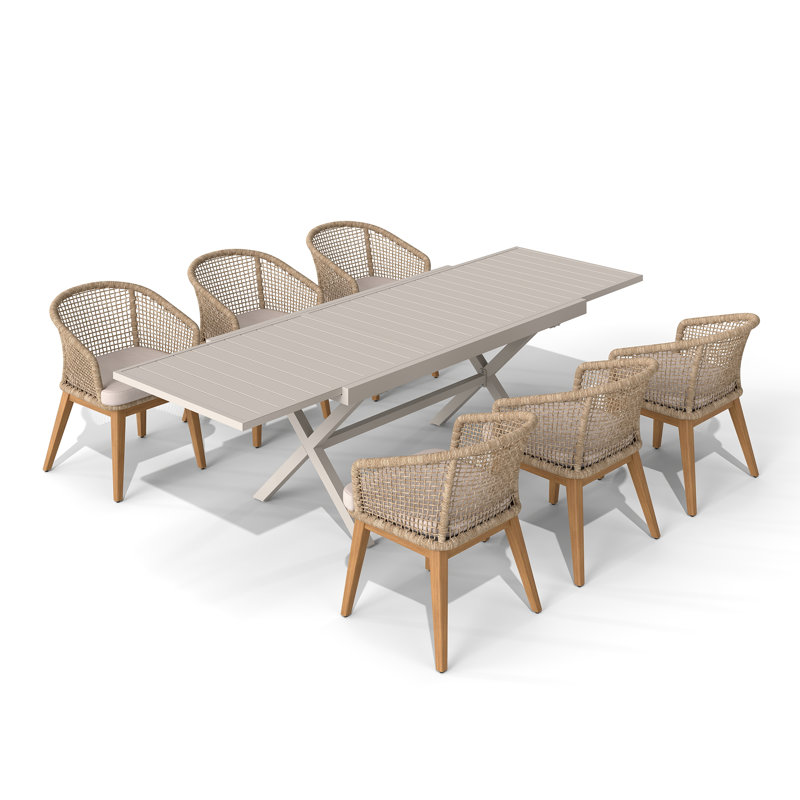 Ensemble repas d'extérieur 7 pièces avec table extensible 7 pièces
