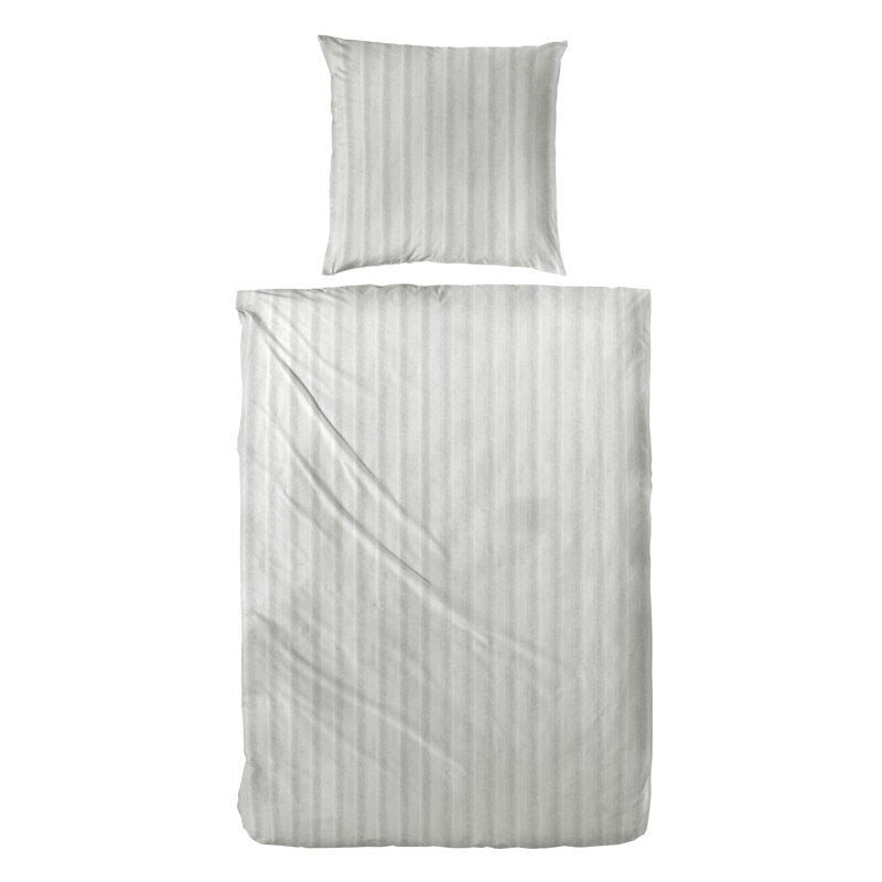 Repko Cotton Striped Duvet Cover Set with Pillow Shams, Grey, Single Duvet Cover + 1 Standard Pillowcase