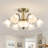 6+2-Light Semi-Flush Mount Ceiling Light/Chandelier with Frosted Glass Shades-2080940339