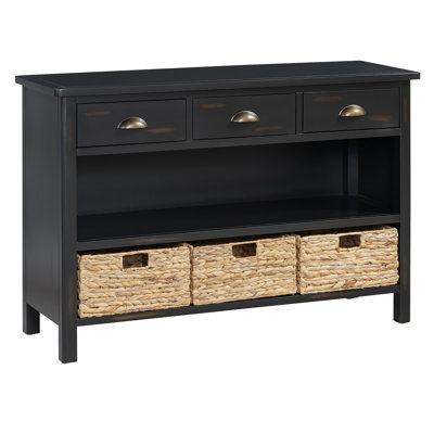 Retro Console Table With 3 Storage Drawers
