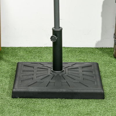 Brienne Outsunny 42lbs Resin Patio Umbrella Base, 20" Square Outdoor Umbrella Stand Holder for Parasol Poles 1.26", 1.5", and 1.9" Dia