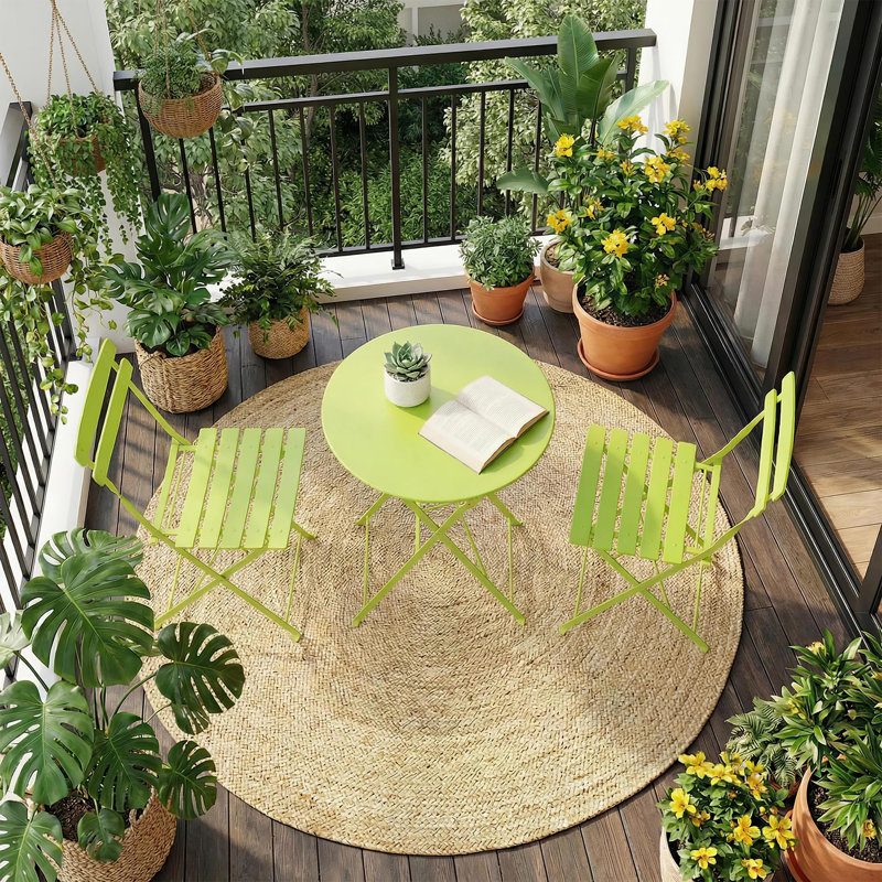 Metal Outdoor Bistro Table , 20.8cm W 19.3cm D, Green