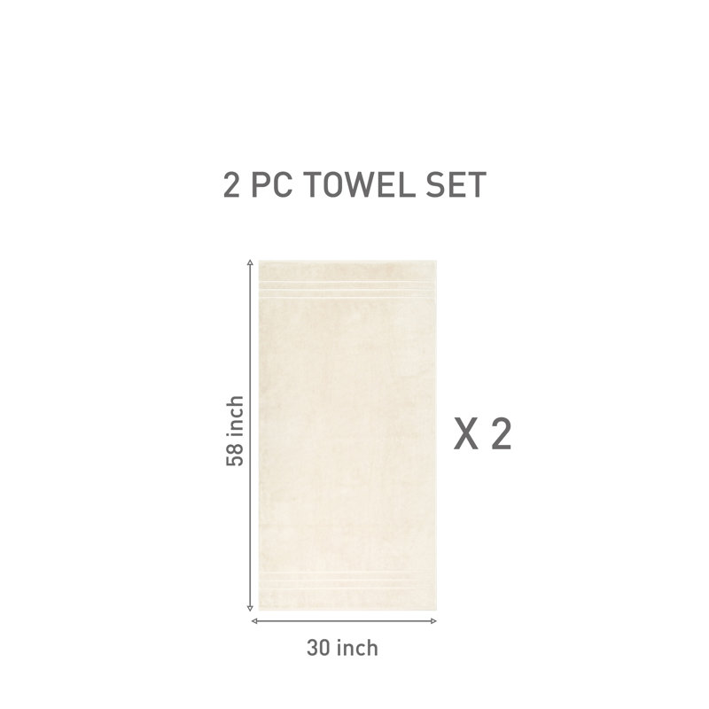 Marguerite Rayon from Bamboo Cotton Blend Bath Towels (Set of 2), Lambs Wool, 2 Bath Towel