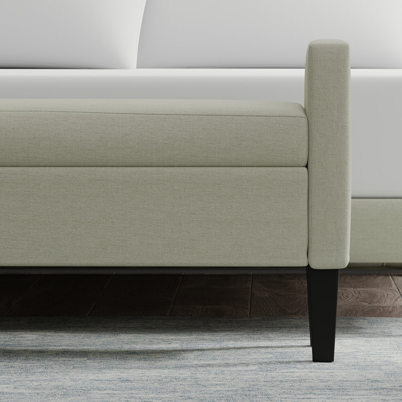 Banc de rangement à couvercle rabattable rembourré, Beige, H 24 po x l 46,06 po x P 17,8 po