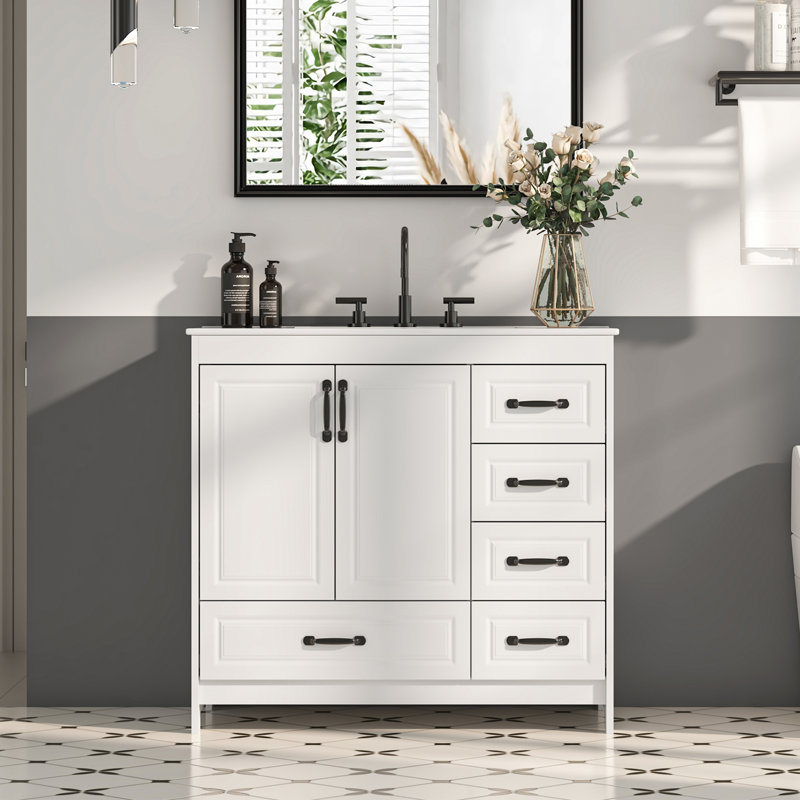 36'' Single Bathroom Vanity With Ceramic Top, 36"