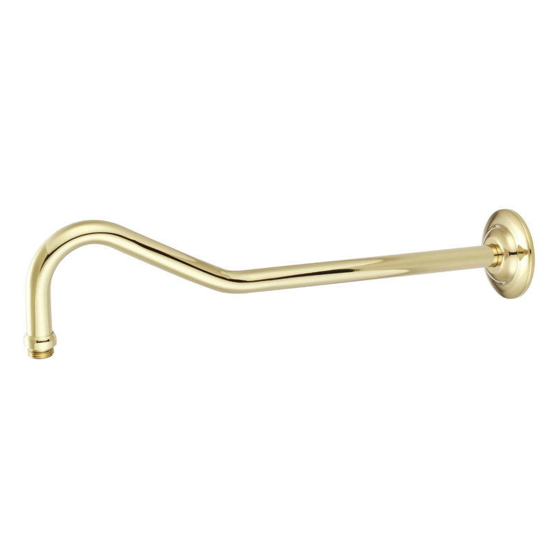 Wall Mount Shower Arm with Flange, Polished Brass