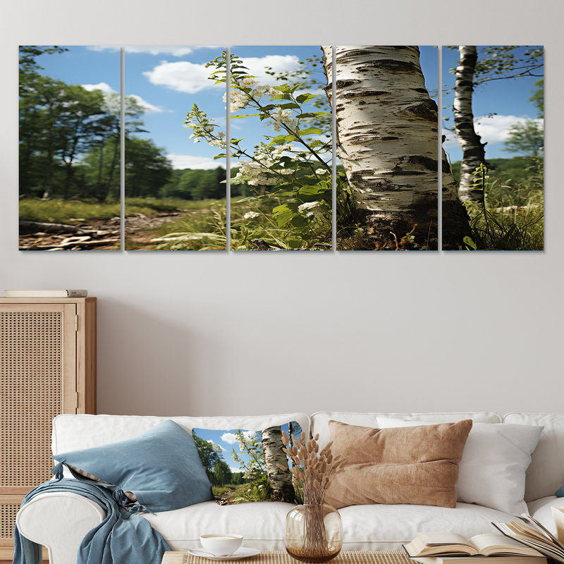 «Birch Tree Forest Essence III», ensemble de 5 décorations murales, H 28 po x l 60 po