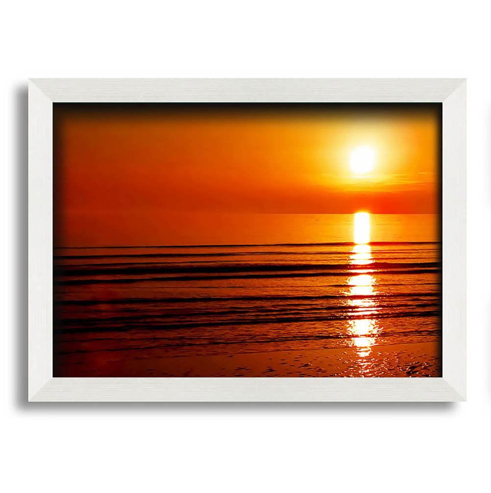 The Oceans Sun Reflection Orange Gerahmter Druck Wandkunst