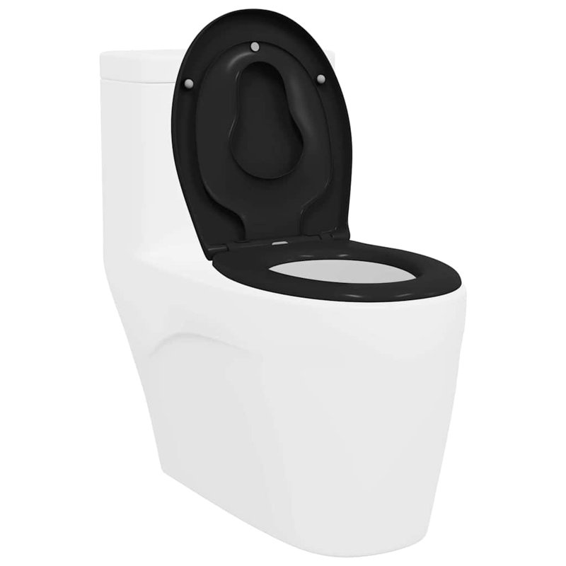 Toilet Seat Duroplast Bathroom Fixture Modern Functional Child-friendly, Black