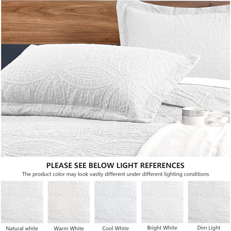 King Size Quilt Set Umber Bedspreads - Soft Bed Summer Quilt Lightweight Microfiber - Modern Style Coin Pattern Coverlet For All Season - 3 Piece (1 Quilt, 2 Pillow Shams)