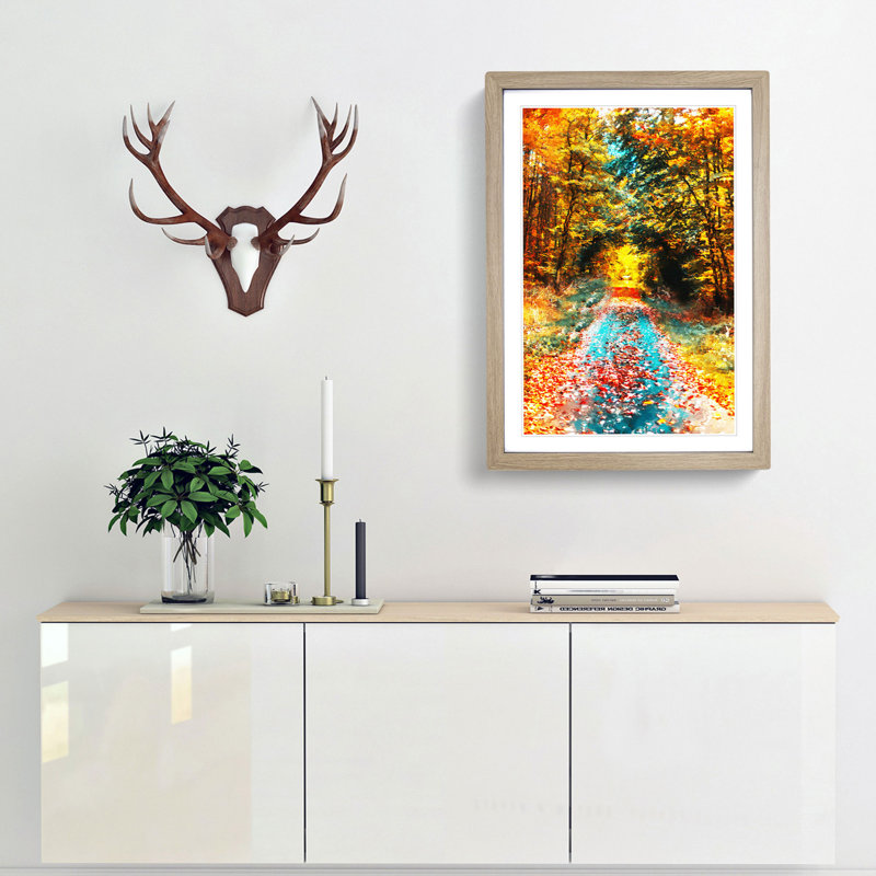 Endless Autumn Forest in Germany in Abstract - Framed Print, Oak Framed, 36cm H x 27cm W x 2cm D