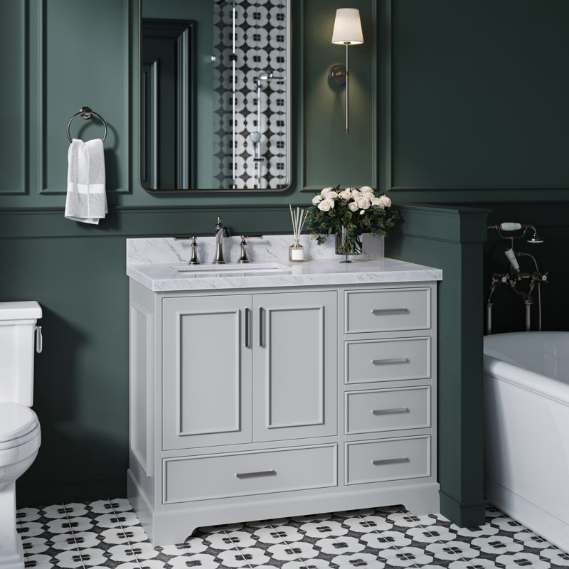 Stafford 42.75'' W Single Bathroom Vanity Base, Gray