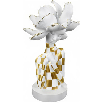 White & Gold African Woman Sculpture