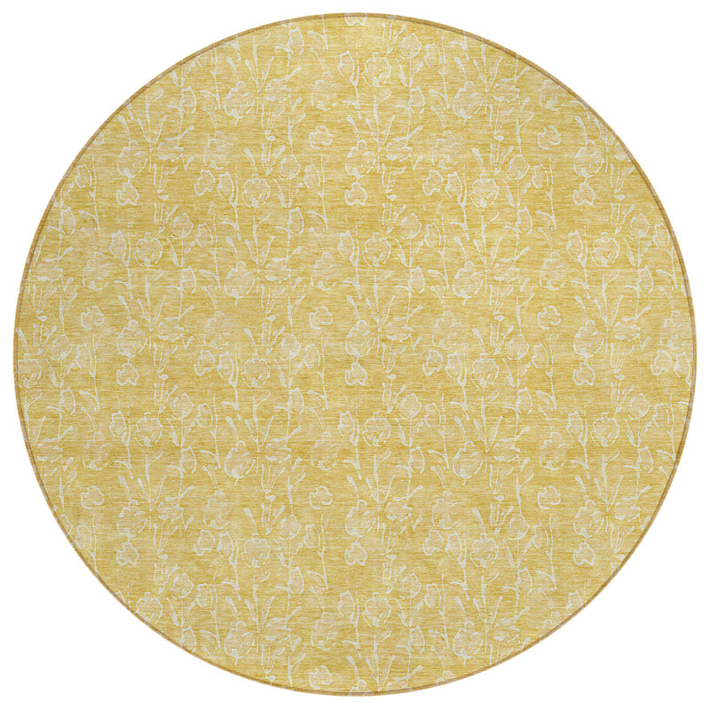 Lavonia Washable Floral Indoor / Outdoor Rug, Round 8'