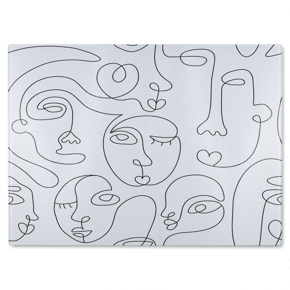 line drawing of faces Designer Glass Chopping Board