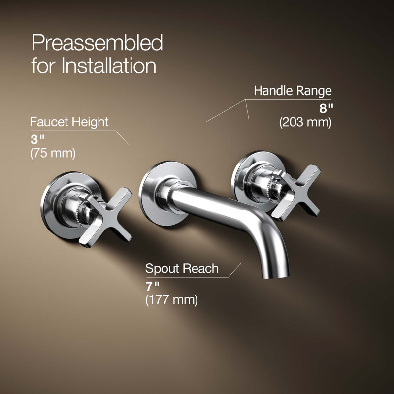 Castia by Studio McGee Wall-Mount Bathroom Sink Faucet Trim 1.2 GPM, Polished Chrome