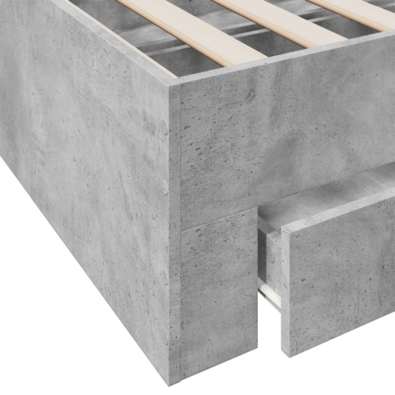 Vidaxl Bed Frame With Drawers Concrete Grey Engineered Wood, 100 x 200cm