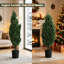 Lot de 2 sapins de Noël artificiels en cèdre de 1,20 m, résistants aux UV, avec branches en PE et embouts en pot, pour la décoration de votre maison ou terrasse pendant les fêtes.