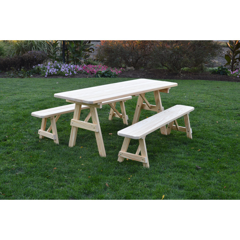 Summerhill 6 - Person Wood Patio Dining Set with Rectangular Table, 70" L x 27" W x 30" H, Unfinished