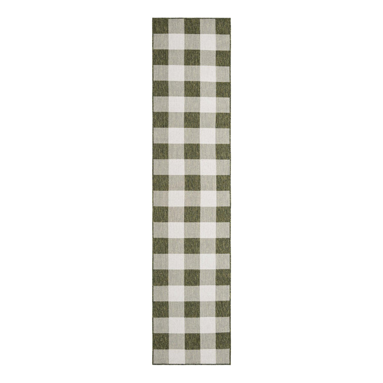 Tereon Checkered Machine Made Power Loom Polypropylene Plastic Indoor/Outdoor Area Rug in Green