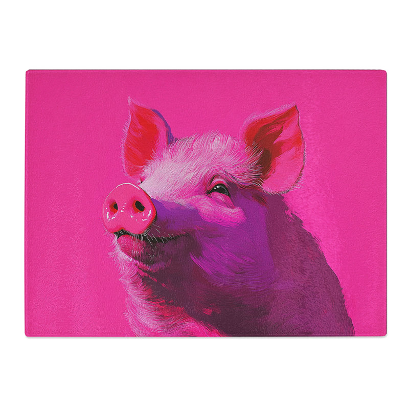 Pig Graphic  Glass Chopping Board