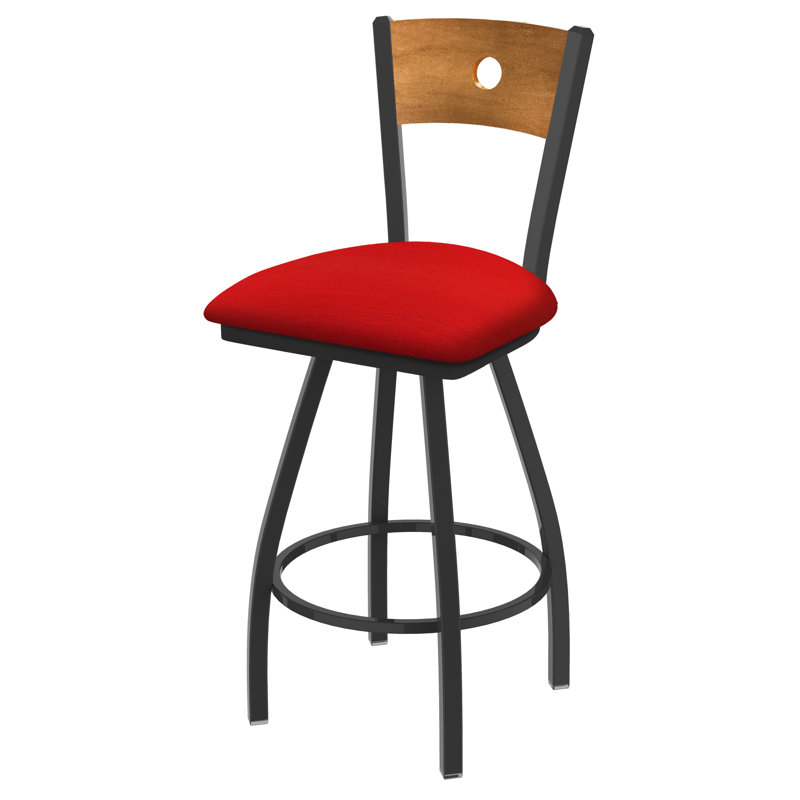 Tabouret pivotant Voltaire, Étain, 25, Siège Canter rouge / dossier moyen en érable