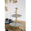 D11.5X18" Decorative Two-Tier Tray Stand With Gold Coral Branch Design