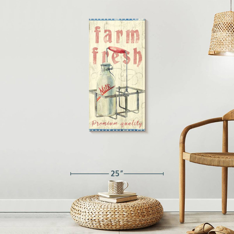 Farm Fresh Milk - reproduction sur toile tendue, H 30 po x l 15 po x P 1,25 po