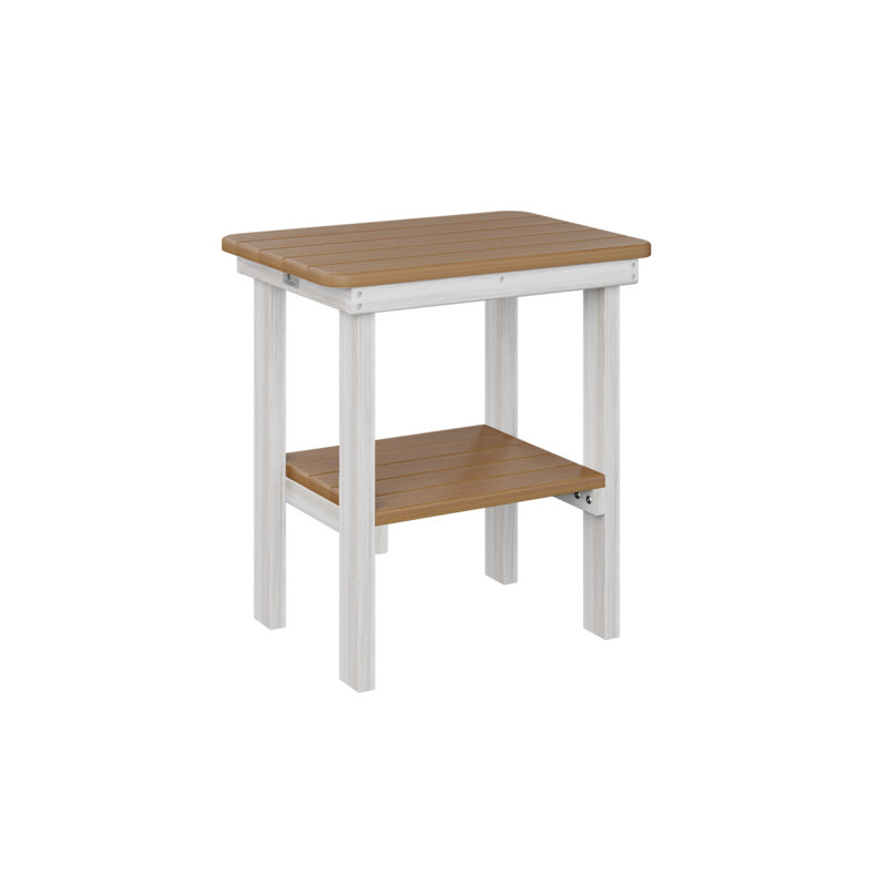 Outdoor Rectangle Side Table, Seashell, Natural Teak