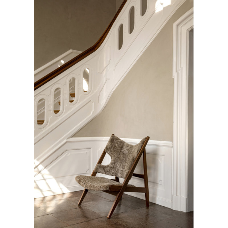 Knitting Lounge Chair, Sheepskin Sahara, Walnut