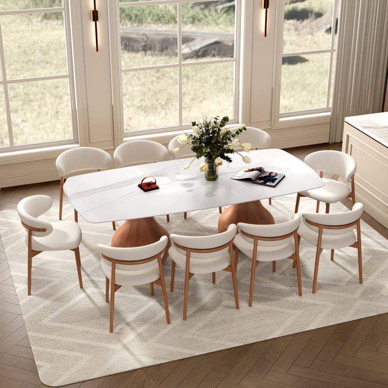 Otelia Large Double Pedestal Dining Table, 29.5"H x 93.7"L x 43.3"W, Amber, Walnut