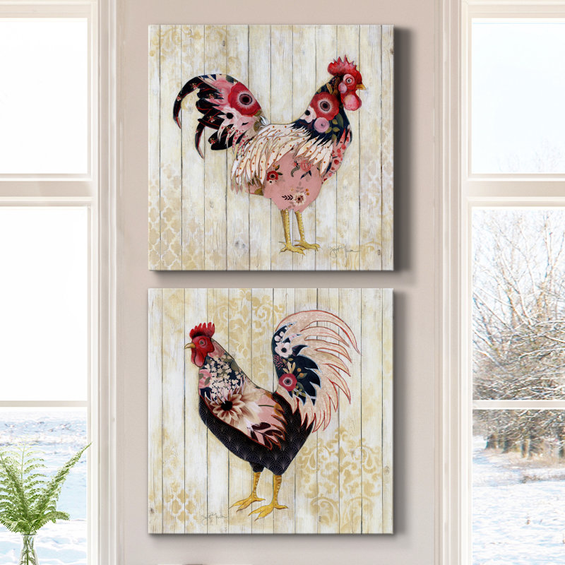 Pecking l'ordre I - ensemble de 2 peintures sur toile tendue, H 10 po x l 10 po x P 1 po