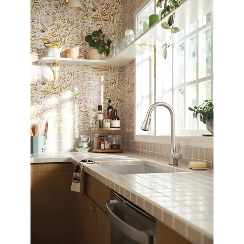 MOEN Doherty Single Handle Pull-Down Sprayer Kitchen Faucet with Power Clean and Reflex, Stainless Steel