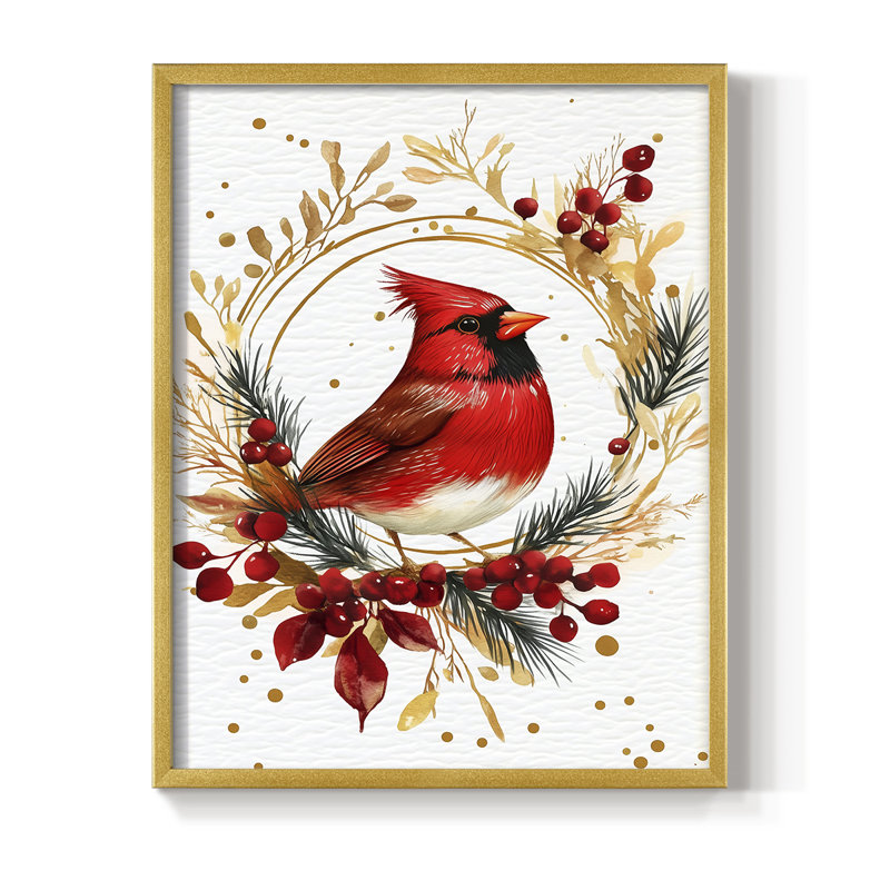 «Christmas Holiday Art CMXCV III», reproduction d'art encadrée - bois massif, H 15 po x l 12 po, Doré